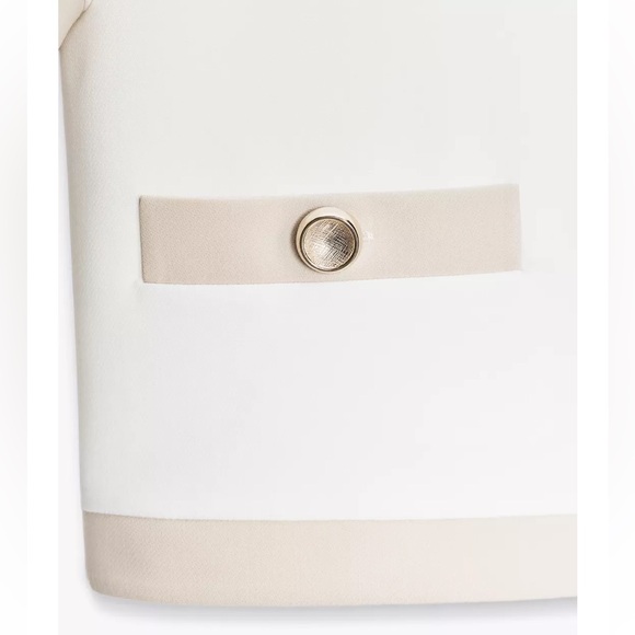 Zara White and Tan Short Sleeve Blazer Medium - Picture 8 of 9